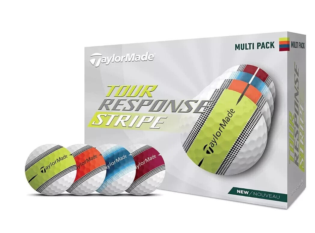 3 DOZEN BRAND NEW TAYLORMADE TOUR RESPONSE STRIPE MULTI PACK GOLF BALLS